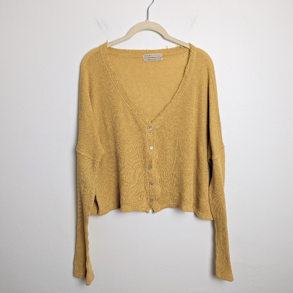Urban Outfitters Sweaters - Urban Outfitters Courtney Button Front Cardigan Waffle Knit Yellow Medium M